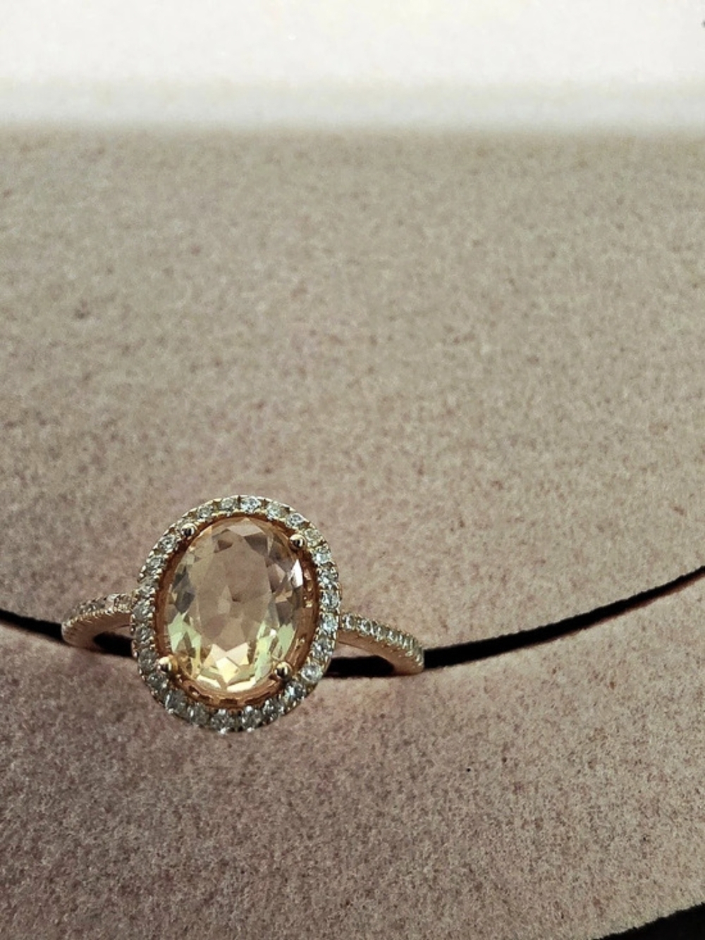 Gold Oval Stone Halo Ring